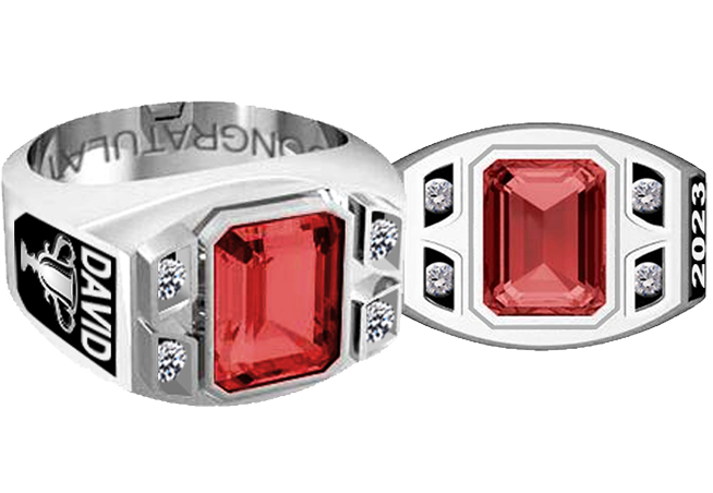 Men’s Emerald Cut Shape with 4 CZ White Stone