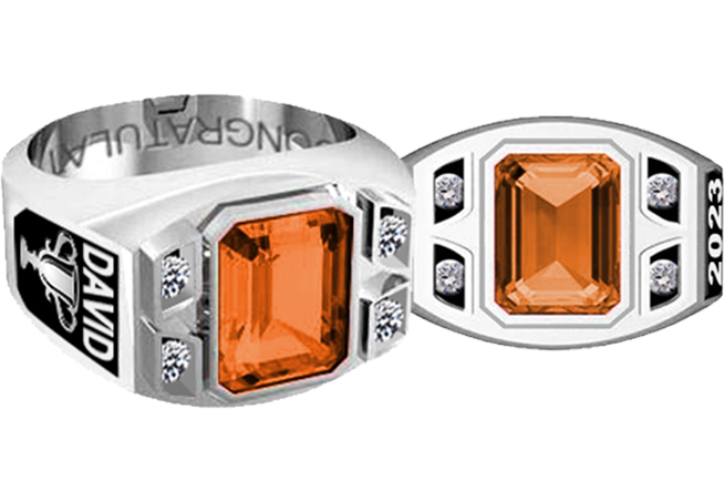 Women’s Emerald Cut Shape with 4 CZ White Stone